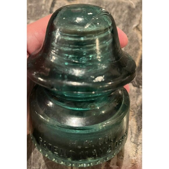 VTG Aqua Blue Glass Insulator Petticoat H.C. Co. Patent 1893 Great Color & Cond. - Picture 2 of 8